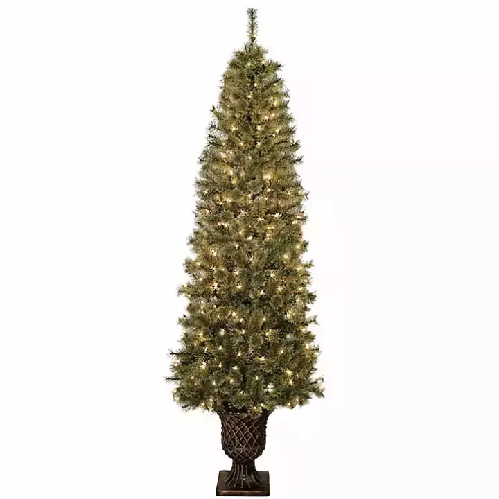 7 ft. Pre-Lit Pine Christmas Tree in Bronze Urn