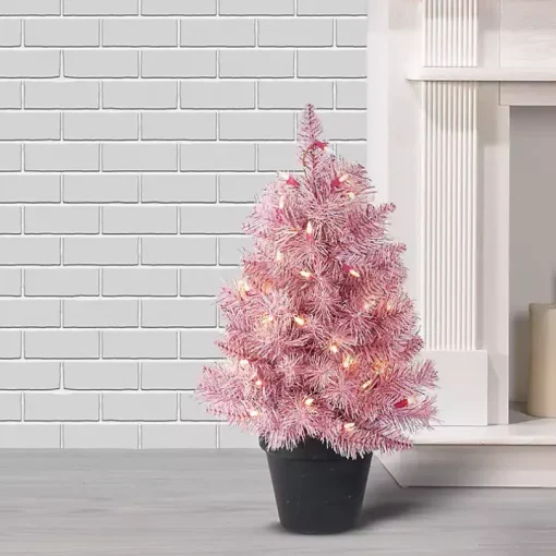 2 ft. Pre-Lit Pink Christmas Tree Arrangement