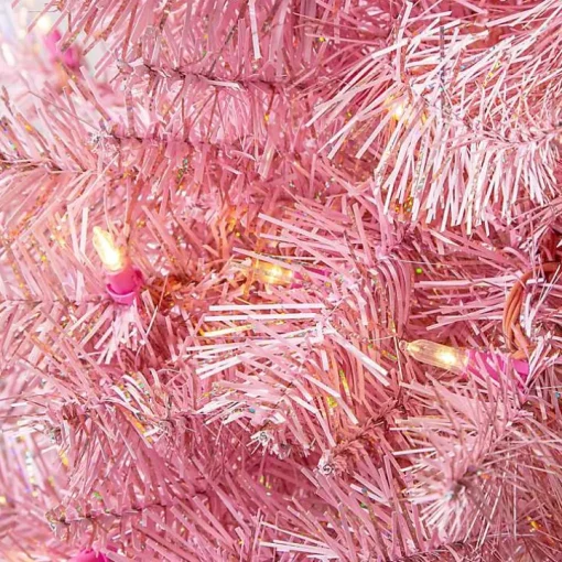 7.5 ft. Pre-Lit Pink Tinsel Christmas Tree