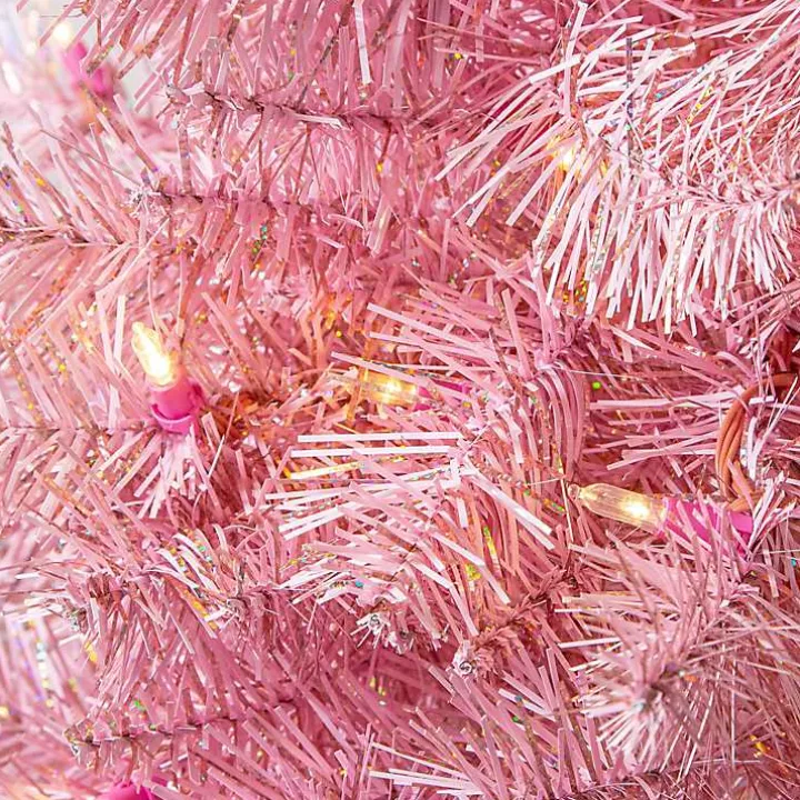7.5 ft. Pre-Lit Pink Tinsel Christmas Tree