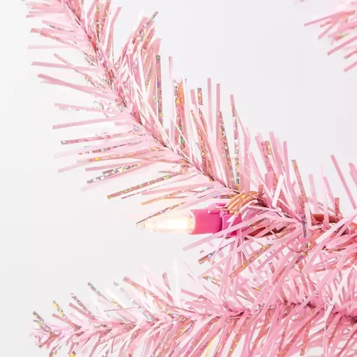 7.5 ft. Pre-Lit Pink Tinsel Christmas Tree
