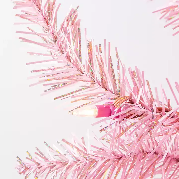 7.5 ft. Pre-Lit Pink Tinsel Christmas Tree