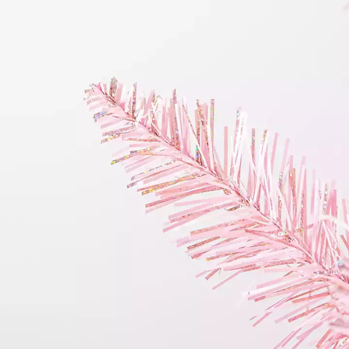 7.5 ft. Pre-Lit Pink Tinsel Christmas Tree