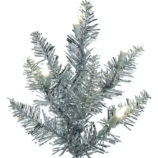 3 ft. Pre-Lit Silver Tinsel Christmas Tree