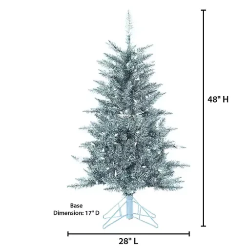 4 ft. Pre-Lit Silver Tinsel Christmas Tree