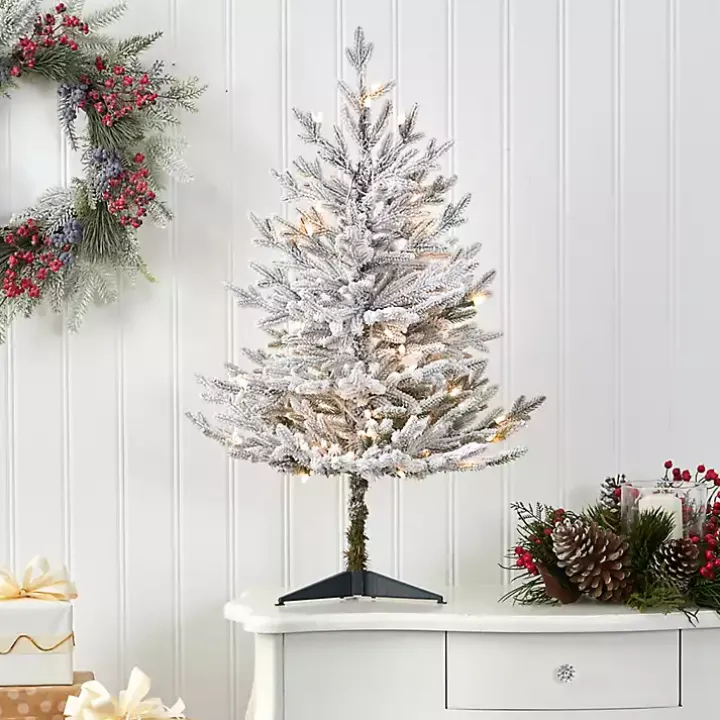 3 ft. White Lit Flocked Fraser Fir Christmas Tree