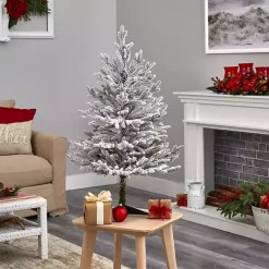 3 ft. White Lit Flocked Fraser Fir Christmas Tree