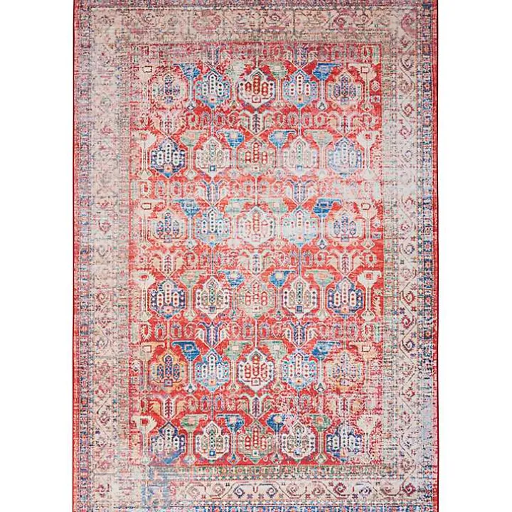 Fulton Red Traditional Area Rug, 5x7