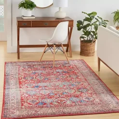 Fulton Red Traditional Area Rug, 5x7