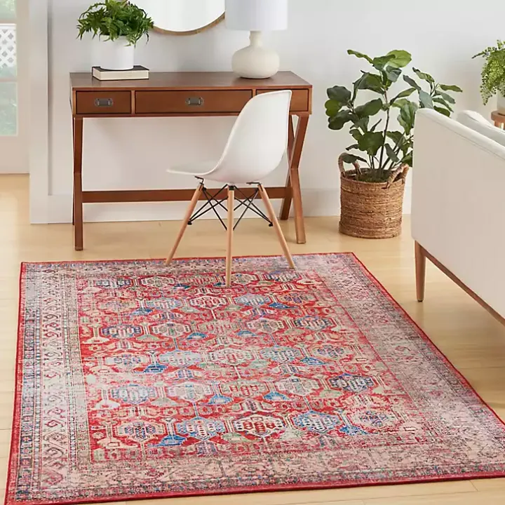 Fulton Red Traditional Area Rug, 5x7