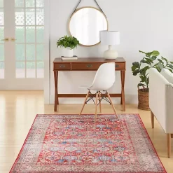 Fulton Red Traditional Area Rug, 5x7