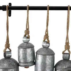 Galvanized Silver Round Bells Wall Plaque