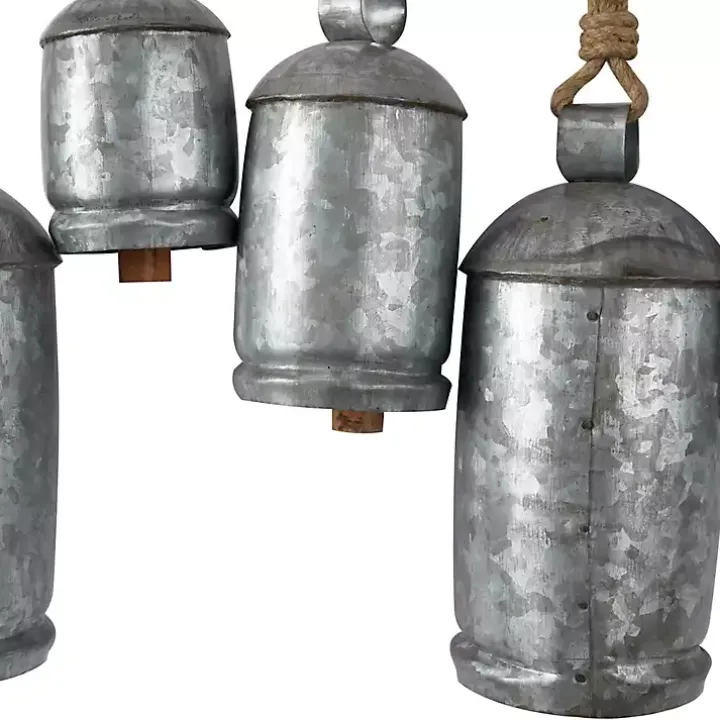 Galvanized Silver Round Bells Wall Plaque