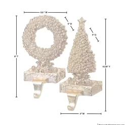 Gilded Tree and Wreath Stocking Holders, Set of 2
