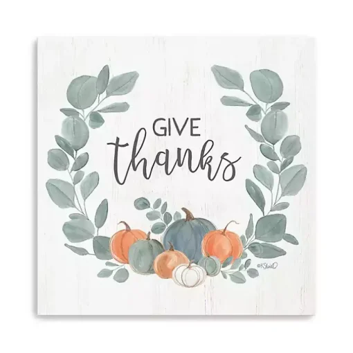 Give Thanks Eucalyptus Pumpkin Giclee Canvas Print