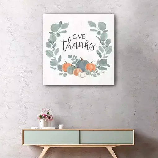 Give Thanks Eucalyptus Pumpkin Giclee Canvas Print
