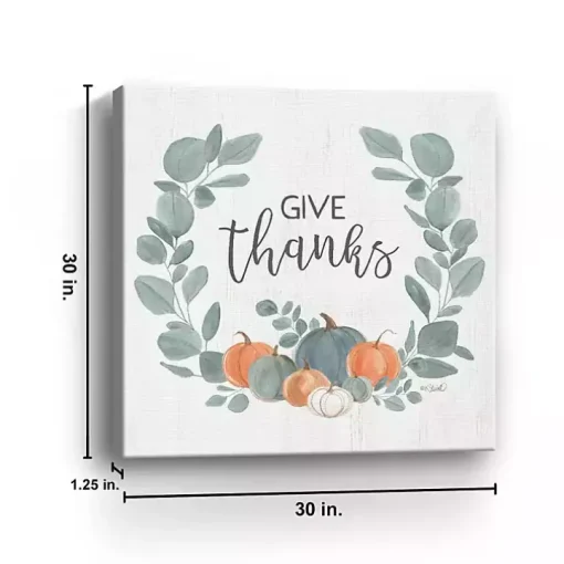 Give Thanks Eucalyptus Pumpkin Giclee Canvas Print