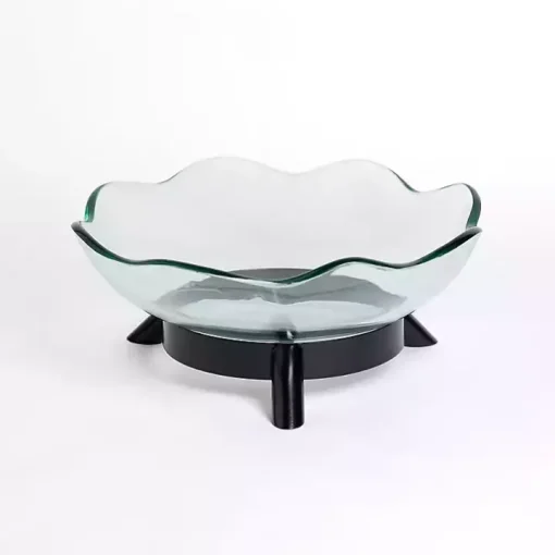 Glass Scalloped Oversized Decorative Bowl