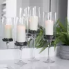 Glass Stem Hurricanes, Set of 3
