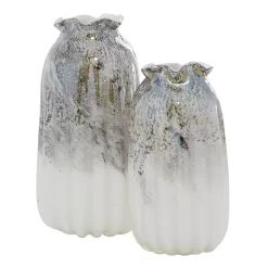 Glazed Gray Glass Vases, Set of 2
