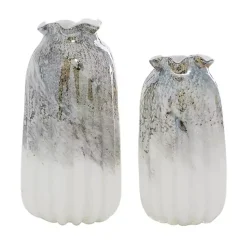 Glazed Gray Glass Vases, Set of 2
