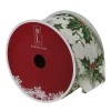 Glitter Holly Leaves 16 yard Christmas Ribbon