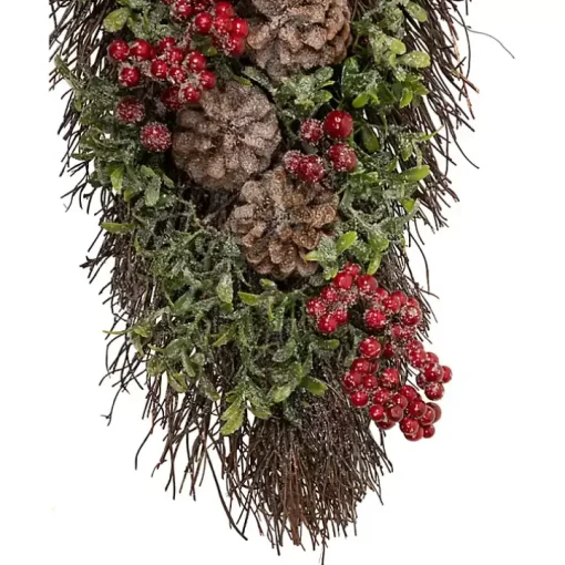 Glitter Pinecone and Berry Teardrop Swag