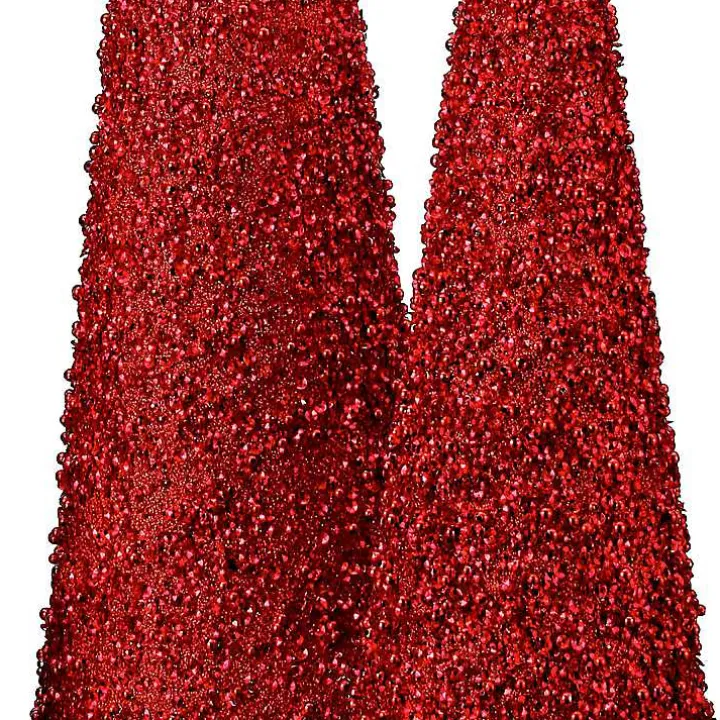 Glittered Red Cone Tabletop Trees, Set of 3