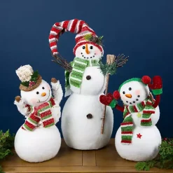 Glittered Snowman with Broom Figurine