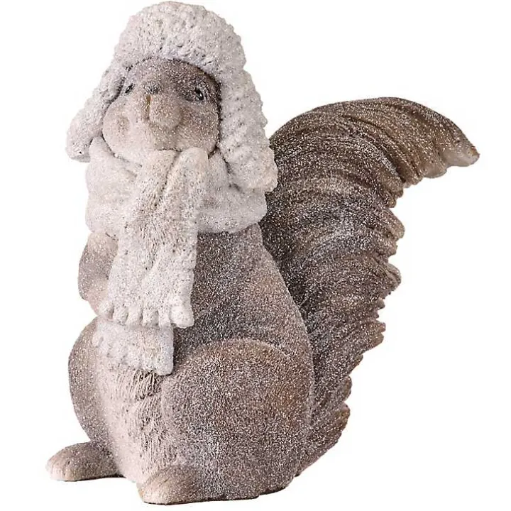 Glittery Squirrel With Scarf and Hat Figurine