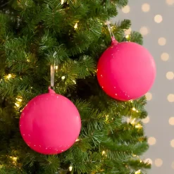 Glossy Pink Ball 2-pc. Ornament Set, 6 in.