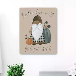 Gnome Pumpkin Grateful Hearts Giclee Canvas Print