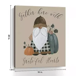Gnome Pumpkin Grateful Hearts Giclee Canvas Print