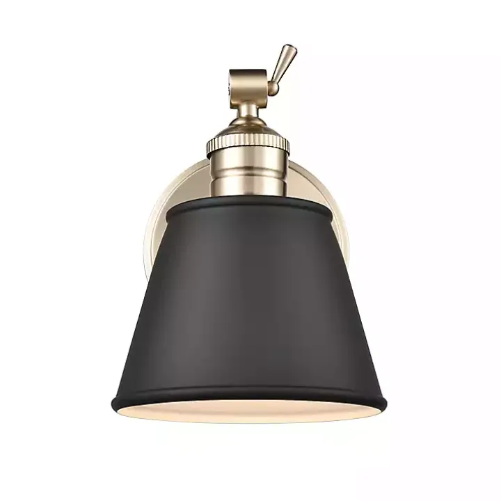 Gold and Black Metal Tapered Shade Wall Sconce