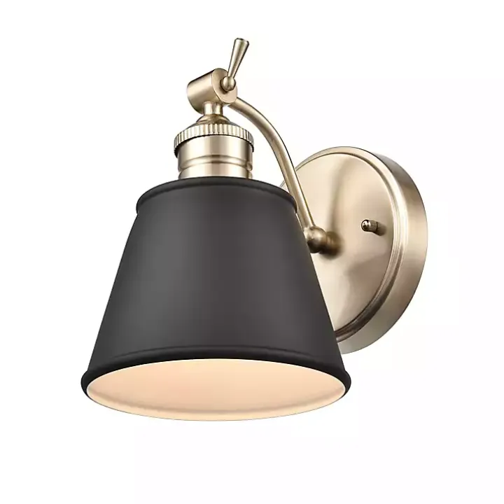 Gold and Black Metal Tapered Shade Wall Sconce