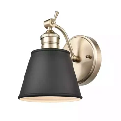 Gold and Black Metal Tapered Shade Wall Sconce