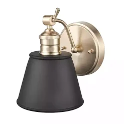 Gold and Black Metal Tapered Shade Wall Sconce