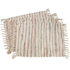 Gold and Leather Woven Placemats, Set of 4
