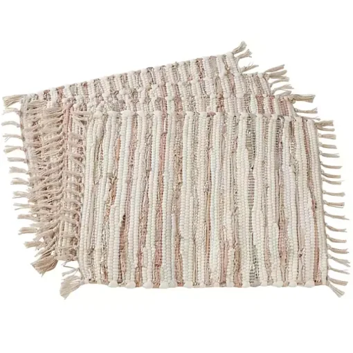 Gold and Leather Woven Placemats, Set of 4