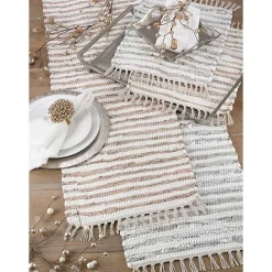 Gold and Leather Woven Placemats, Set of 4
