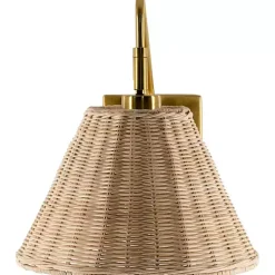 Gold and Rattan Wall Sconce
