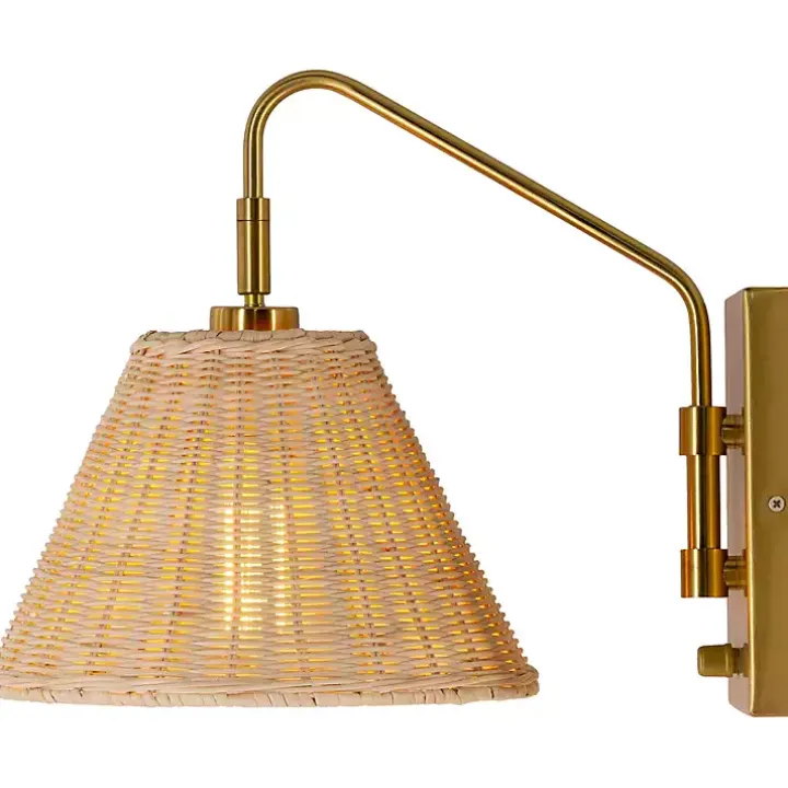 Gold and Rattan Wall Sconce