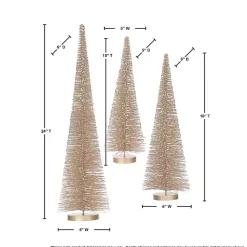 Gold Cone Bristle Christmas Trees, Set of 3