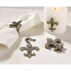 Gold Fleur-De-Lis Napkin Rings, Set of 4