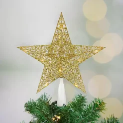 Gold Glitter LED Star Tree Topper
