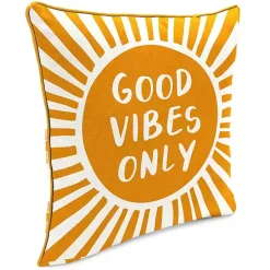 Gold Good Vibes Only Sunny Outdoor Pillow