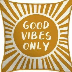 Gold Good Vibes Only Sunny Outdoor Pillow