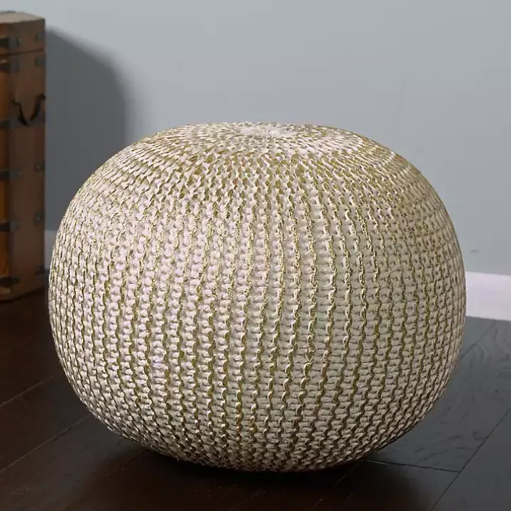 Gold Knit Frankie Pouf