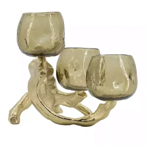 Gold Metal Driftwood Votive Candle Holder