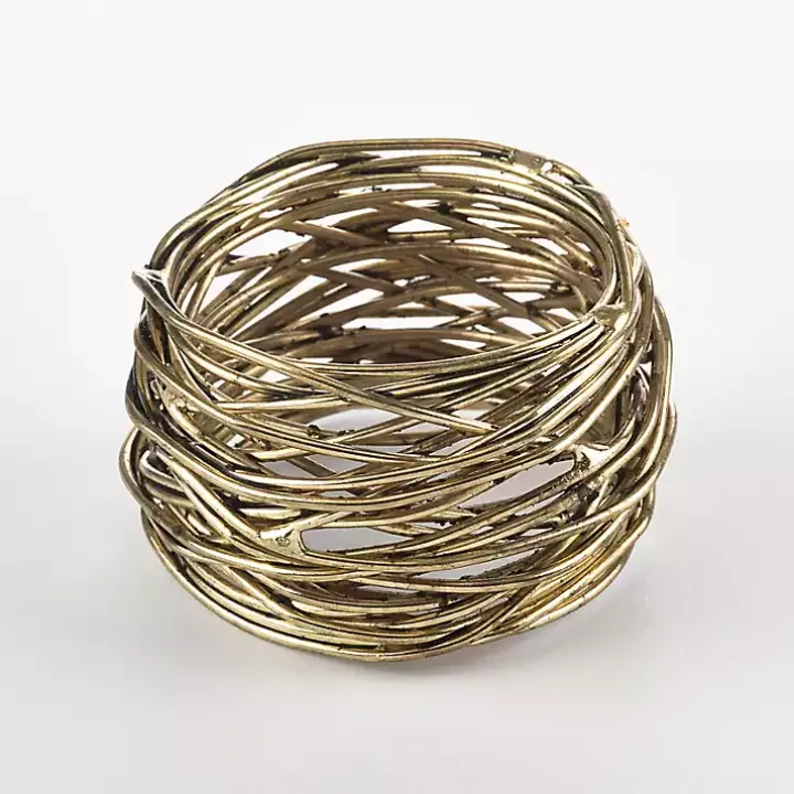 Gold Metal Twine Napkin Rings, Set of 4
